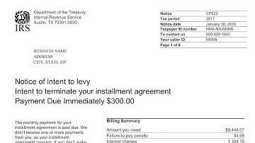 How to understand your CP523 Notice (IRS Intent to Terminate Installment Agreement & Levy Assets)