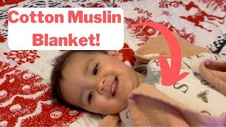 New Mom Essentials:  Cotton Muslin Blanket Double Gauze Perfect for Swaddling!