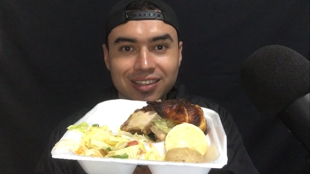 ASMR COMIENDO  POLLO ASADO CON ENSALADA