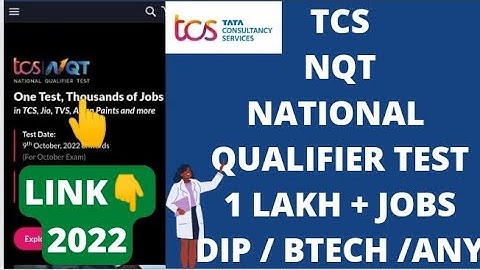 TCS NQT National Qualifier Test One Test Thousands jobs Diploma Btech Graduate All details in video