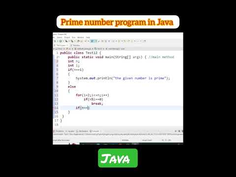 prime number program in Java #java #shorts  #shortvideo