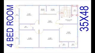 HOUSE PLAN DESIGN | EP 22 | 1700 SQUARE FEET 4 BEDROOMS HOUSE PLAN | LAYOUT PLAN