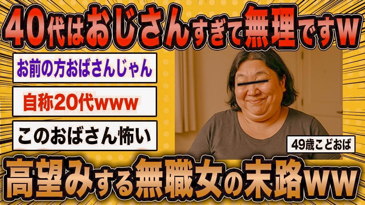 【2ch面白いスレ】高齢無職女「40代なんておじさん過ぎて無理ですよw」←50歳婚活女のアタオカ条件ww【ゆっくり解説】