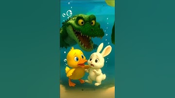 ❤️ Cute Little Duck Tries to Save Rabbit from Underwater Crocodile Attack! #littleduck #cuteduck