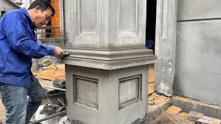 Techniques Construction Rendering Sand & Cement To The Concrete Column Foot