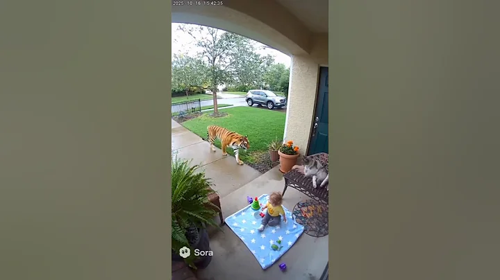 Cat Saves Baby from Tiger 😱🐯 | Real Security Camera Footage#short#sora#usa#shortfeed