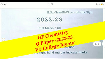 GE Chemistry Q Paper 2022-23 VD College Jaypur University Majhi Tutorial