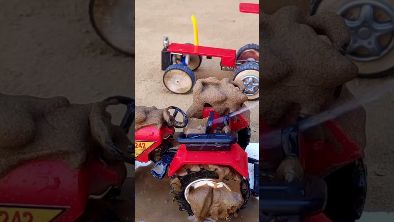 Diy mini tractor washing! #tractor #science_project #machine