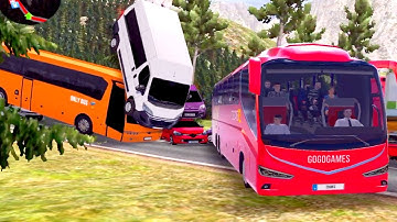 Bus Simulator : Ultimate #2 - Crash Red Coach Bus on Mountain Road Route | Android iOS Gameplay