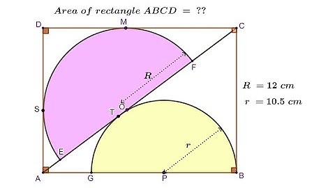Find the area of the rectangle ABCD.|| Radii of two semicircles are 12 cm and 10.5 cm as shown.