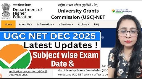 UGC NET DEC 2025 EXAM Schedule, Subject Wise Exam Date & Admit Card Updates। Nta Ugc Net 2026 