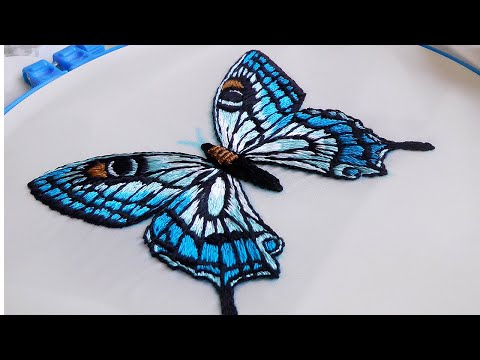 Вышивка фонарь и бабочки