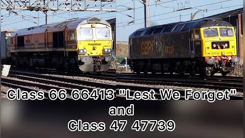 Freightliner Class 66 66413 "Lest We Forget" & GBRf Class 47 47739 passing through Nuneaton