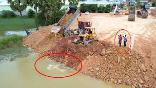 Part 3| New Activity Update Foundation Bulldozer & Dump Truck Unload Of Dirt Expansion Back Filling