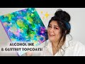 Making Fluid Alcohol Ink Art with MAGICAL GLITTER Resin Topcoats!
