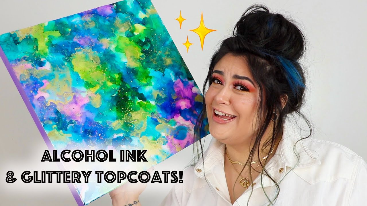 Making Fluid Alcohol Ink Art with MAGICAL GLITTER Resin Topcoats! YouTube