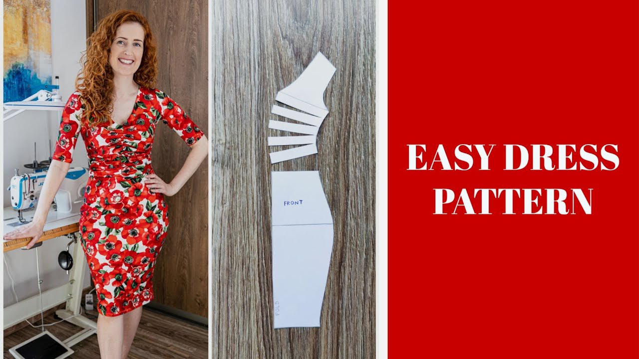 EASY dress pattern tutorial: V-neck bodycon - YouTube