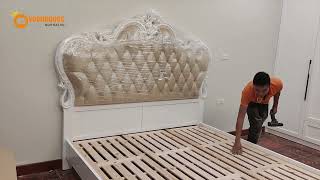 Hoàn thiện mẫu giường ngủ tân cổ điển nhập khẩu tại nhà chị Thảo - Thông Phong