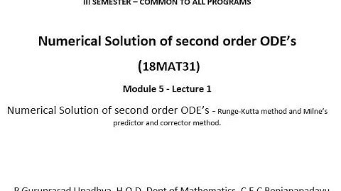 VTU TFN18MAT31 M5 L1 NUMERICAL SOLUTION OF SECOND ORDER EQUATIONS