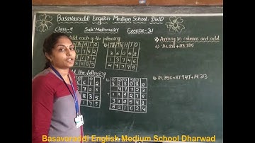 4th std/Mathematics/ Exercise 3.1Addition and Subtraction /BASAVARADDI ENGLISH MEDIUM SCHOOL DHARWAD