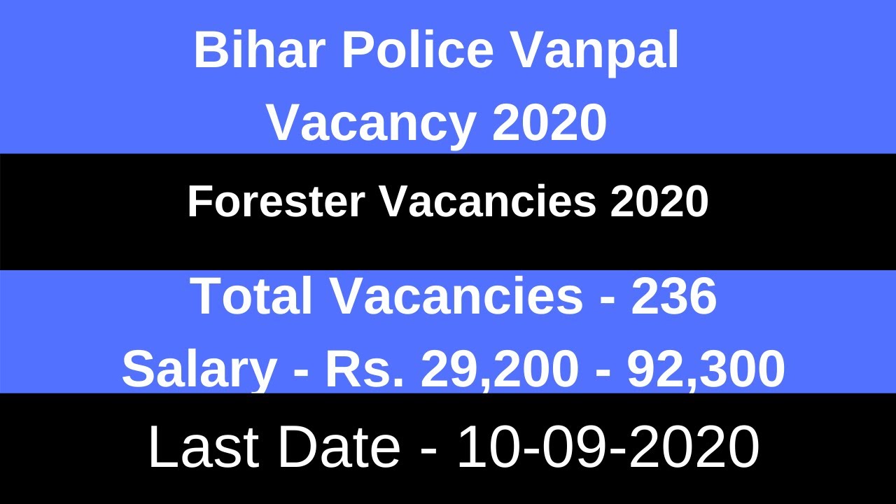 Bihar Police Vanpal Vacancy 2020 |Bihar Police Forester New Vacancy 2020 |Bihar Forester Recruitment