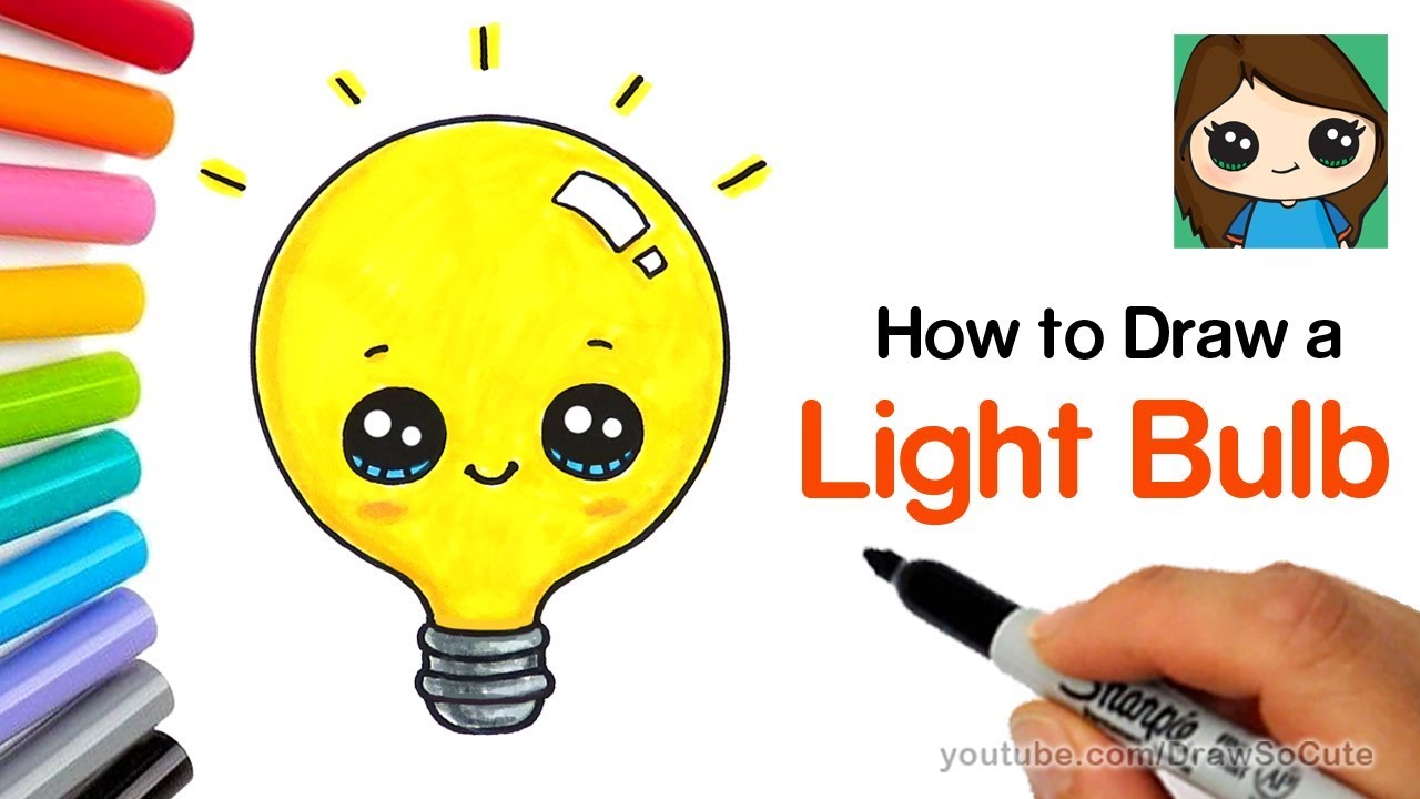 How to Draw a Light Bulb Cute and Easy 