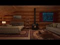 Cozy Cabin Ambience with Blizzard Sounds and Fireplace Burning