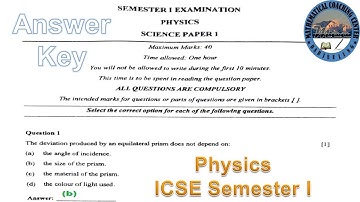 ICSE Semester I|| Physics answer Key|| icse Semester I 2021 questions paper|| Physics Answer Key