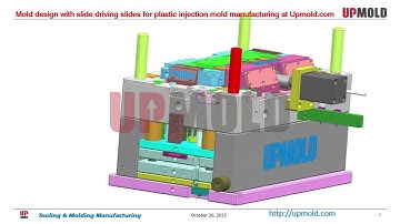 Mold design with slide driving slides for plastic injection mold manufacturing at Upmold.com