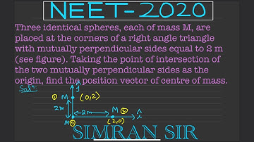 NEET2020 Three identical spheres each of mass M are placed at the corners of a right angle|