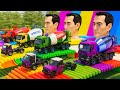 COLORFUL TRUCKS AND CEMENT MIXERS ON MAN TRANSPORTER | CRAZY OBSTACLE CHALLENGE | FARMING SIMULATOR