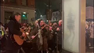 Violinist Zoë Conway & John McIntyre at Ashling Murphy vigil in Dundalk