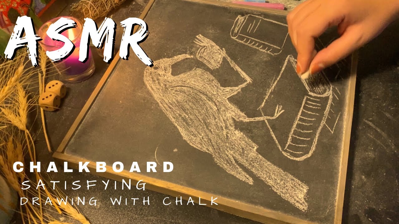 ASMR chalkboard/drawing with chalk/chalkboard sound/really satisfying