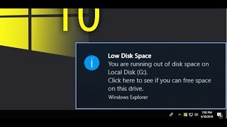 how to fix “low disc space” error message in windows 10 laptop/pc