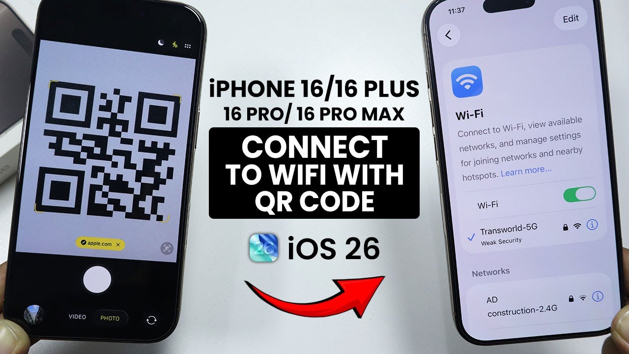 Qr Code For 16 Digit Code iOS 26 - Connect WiFi via QR Code on iPhone 16 & Pro Max - YouTube