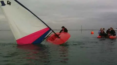 Max Hickman wrighting then capsizing Topper.MOV