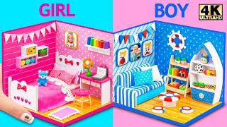 Make 2 Color House with Pink Bedroom, Blue Room for Barbie Girl, Boy | DIY Miniature Cardboard House by Miniature House 9,879 views 11 hours ago 36 minutes
