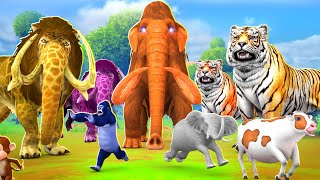 Mammoth vs Giant Tiger | Epic Battle of Monster Mammoth Attacks Gorilla Saved Mini Cow Cartoons