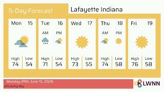 Weather in Lafayette Indiana - Monday, Jun 15, 2026