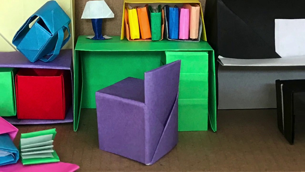 折り紙で学習机を作る 小さな幸せチャンネル 27 Little Happiness Channel Origami Desk And Chair Youtube