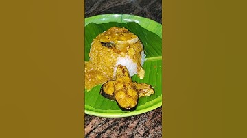 White Rice & Fish Curry with Fish Fry🤤 ఎవరికి ఇష్టం ?🤔 Simple Andhra Meals | Lunch #shorts