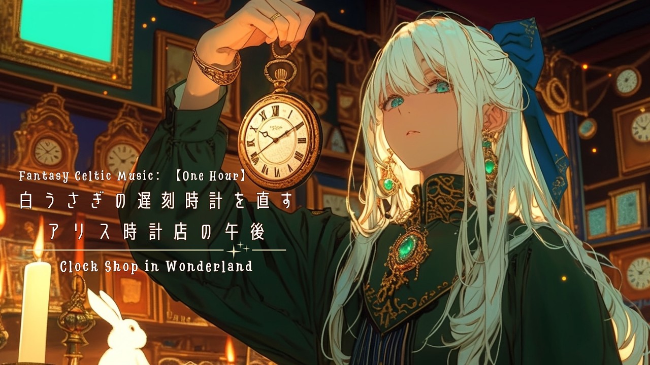 【異世界ケルト音楽】白うさぎの遅刻時計を直すアリス時計店の午後 — Celtic Fantasy BGM for Study & Work 1 Hour
