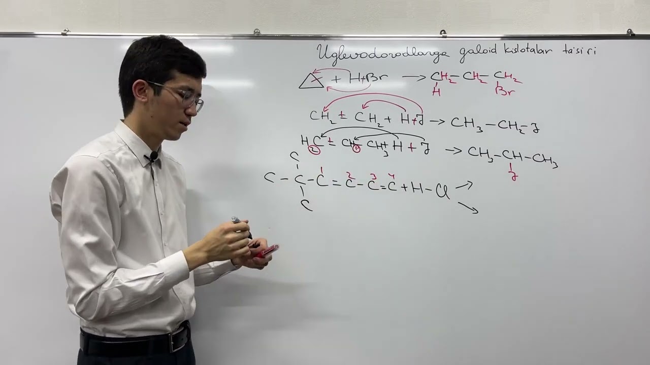 Uglevodorodlarga galoid kislotalarning ta`siri (Markovnikov qoidasi bo`yicha) | Organik kimyo 2.0