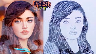 رسم سهل || رسم هاندا ارتشيل || بطلة مسلسل انت اطرق بابي خطوة خطوة | hande erçel drawing step by step