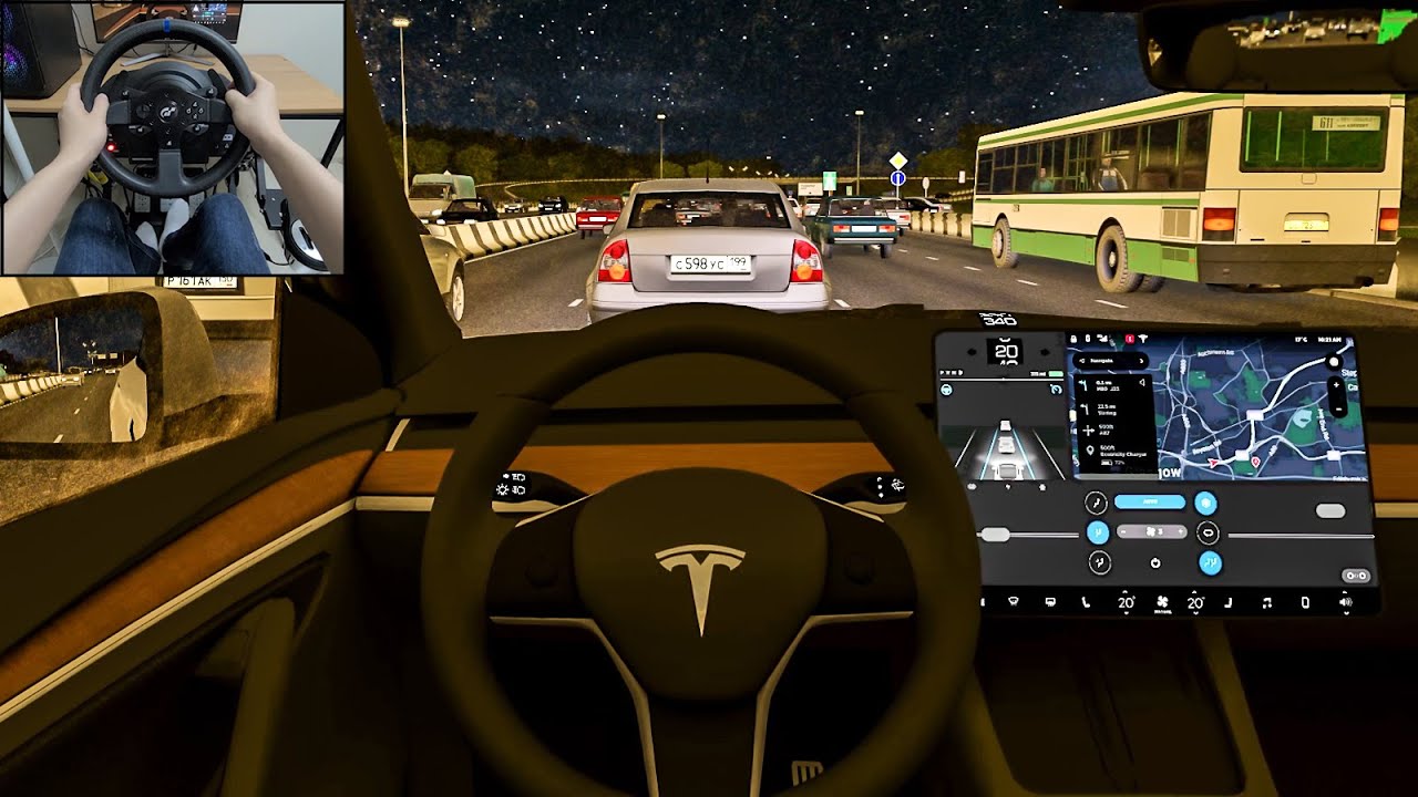 City Car Driving - Tesla Model Y [Steering wheel gameplay] 