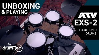 ATV EXS2 compact beginner electronic drum kit unboxing & playing