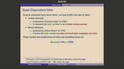 UofT DL Course - Lecture 45: Sequence Processing by Recursion