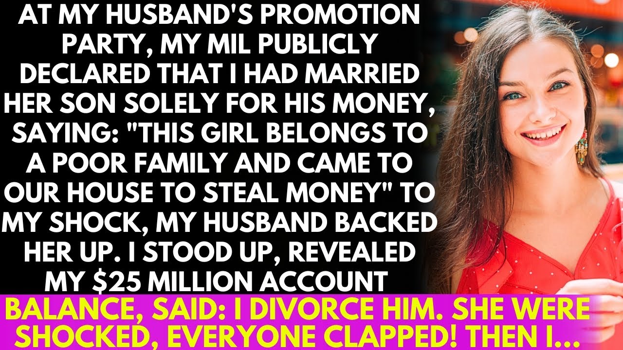At party, my MIL publicly said that I had married her son just for his money, stealing from them...!