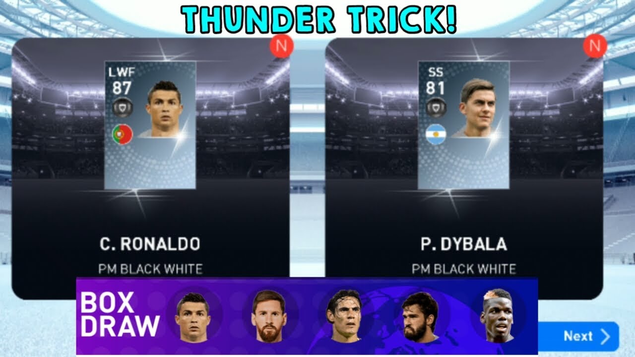 Thunder black ball trick in European champions Stars boxdraw - pes 2019 mobile