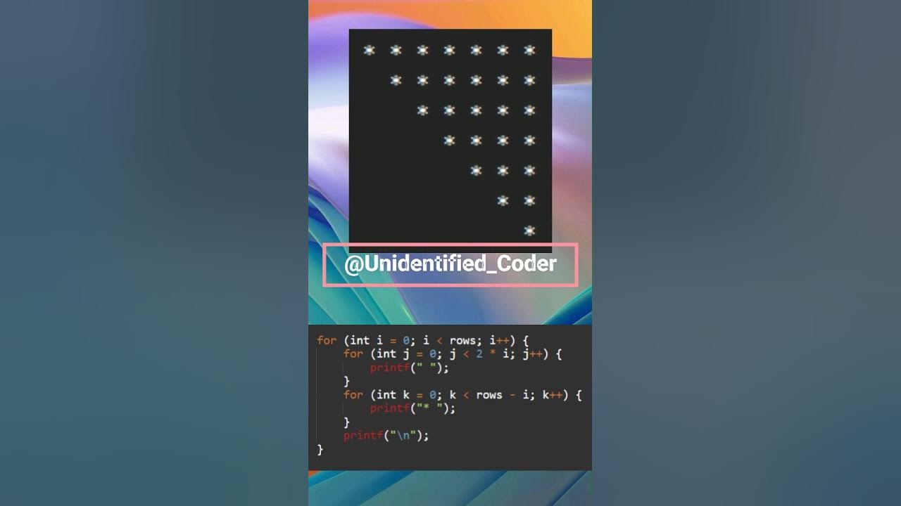 Inverted Left Half Pyramid Pattern in C | #Unidentified_Coder - YouTube